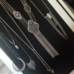 Boho Silver Necklaces x5